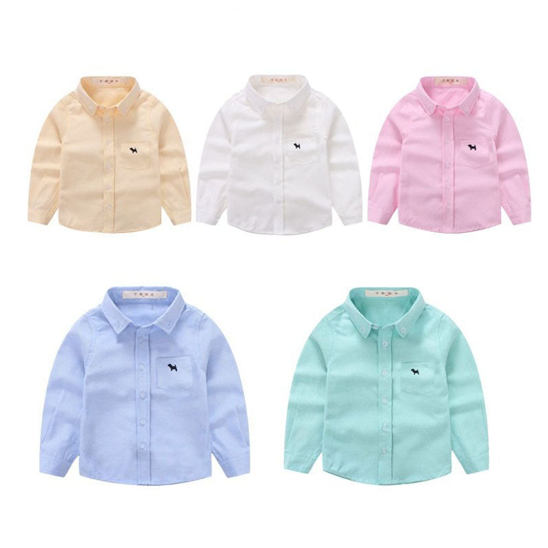 Boys Long Sleeve Shirt-White (130CM) – Global Living Store