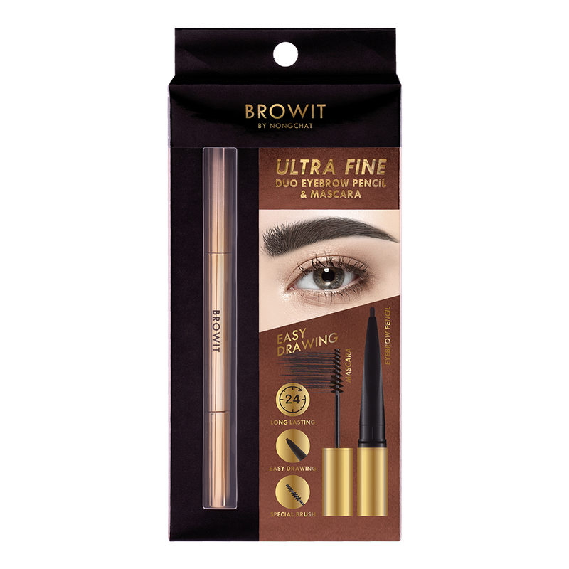 Ultra Fine Duo Eyebrow Pencil & Mascara 0.16g+1.26g Browit #Dark Brown