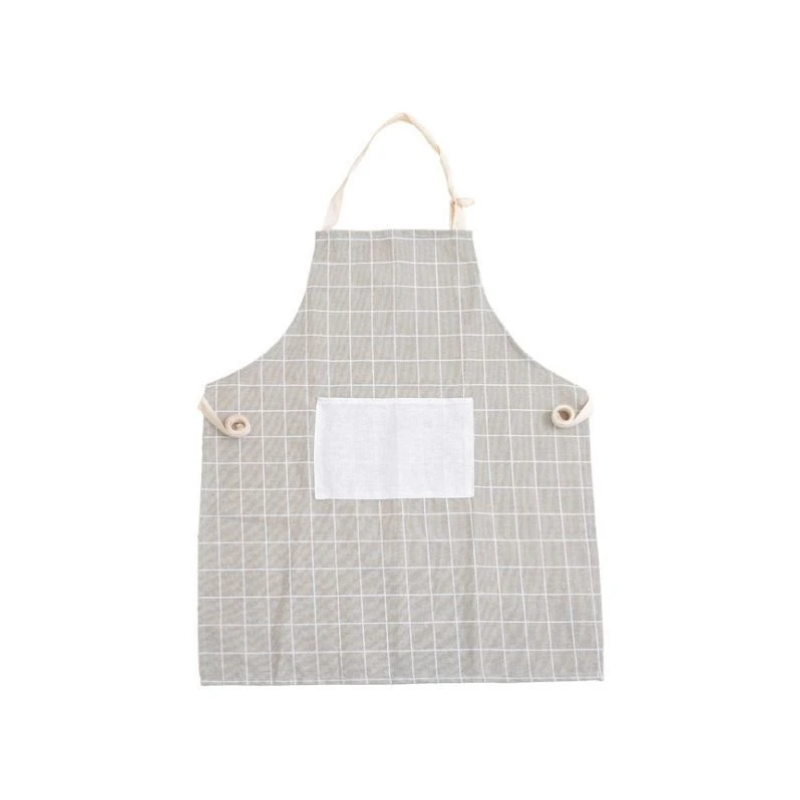 Japanese style modern minimalist fabric sleeveless oil-proof cotton and linen apron-gray plaid
