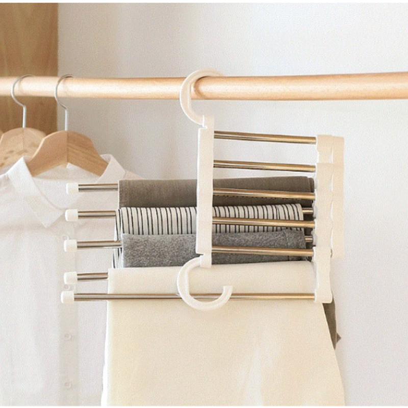 Stainless steel five in one magic pants rack