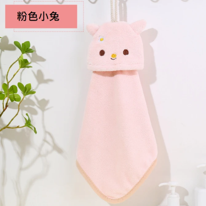 Hangable cute animal hand towel-pink bunny