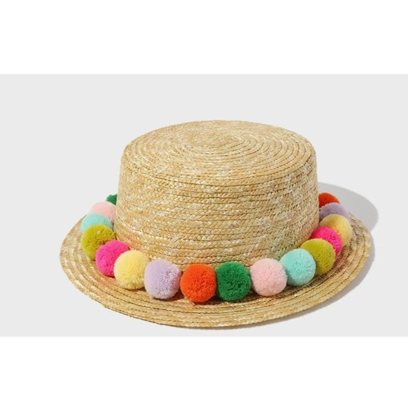 Children straw hat with colourful decoration