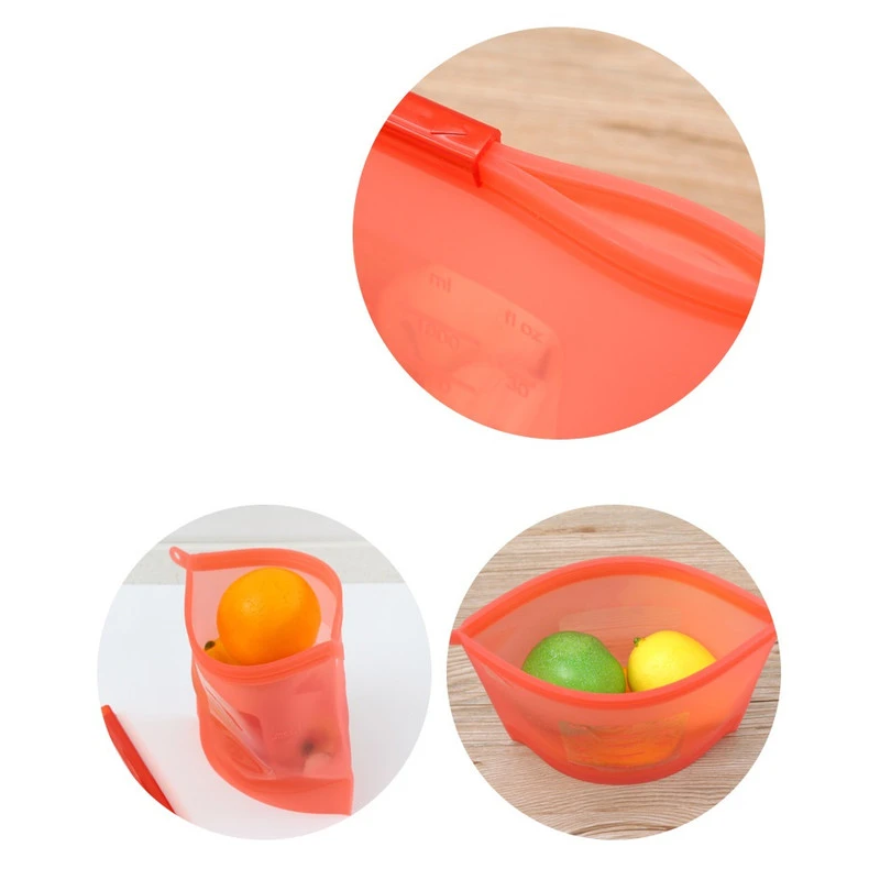 1000ML Silicone Food Storage Bag in Red