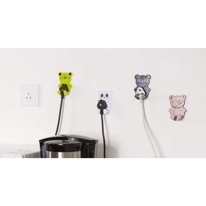 Cartoon sticky power plug hooks 2 packs - Black