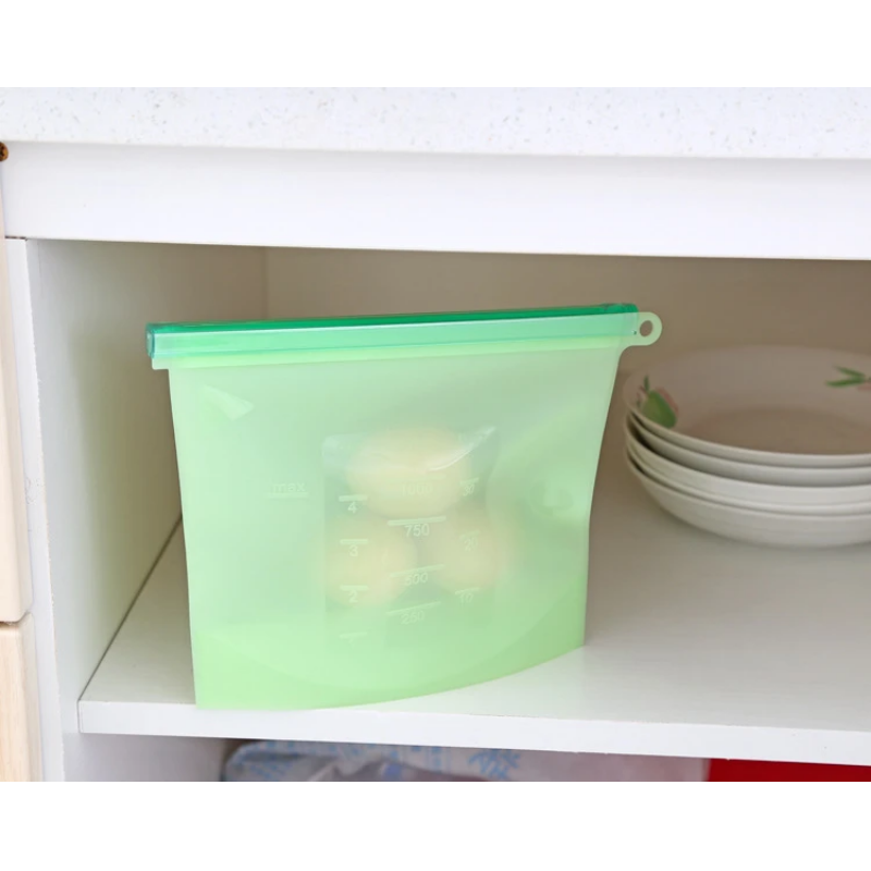 1000ML Silicone Food Storage Bag in Green