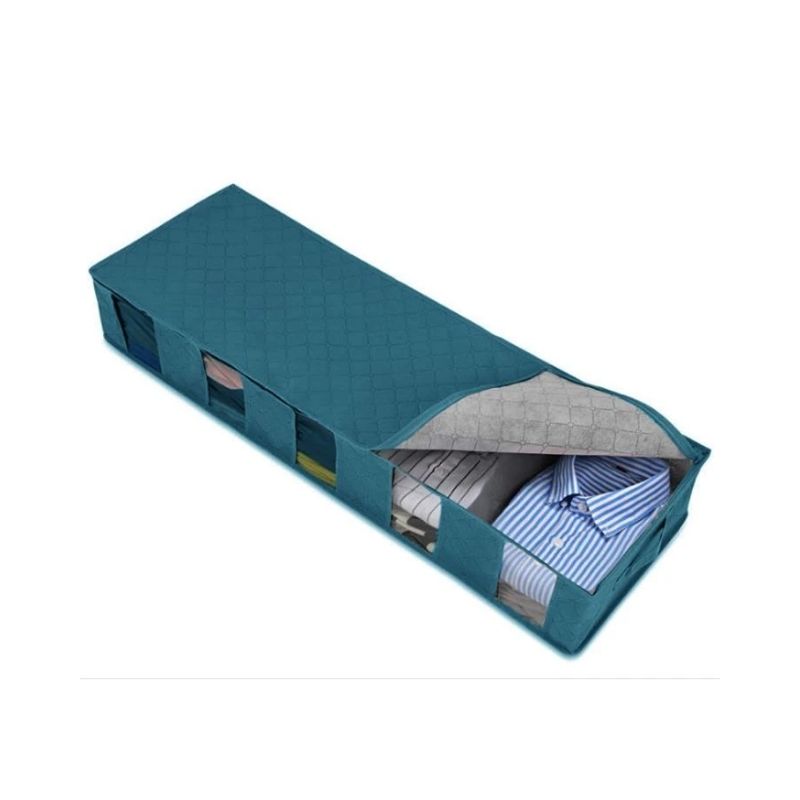 Non-woven dust-proof and moisture-proof clothing storage box-blue
