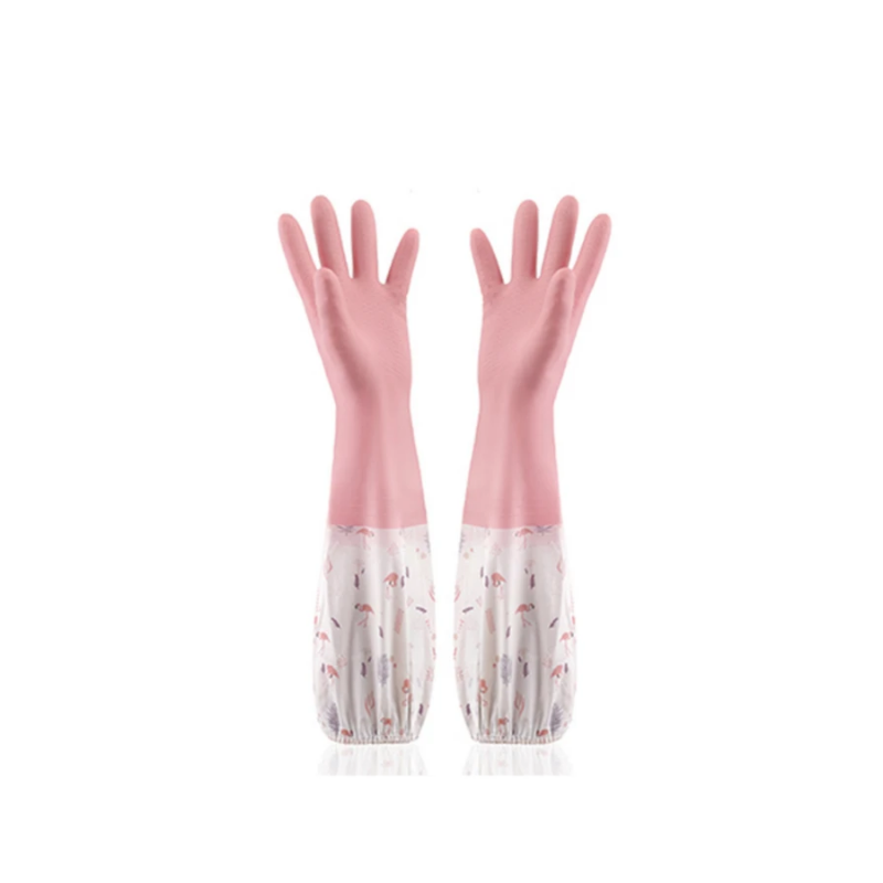 Fleece Warm Waterproof Cleaning Gloves-Pink