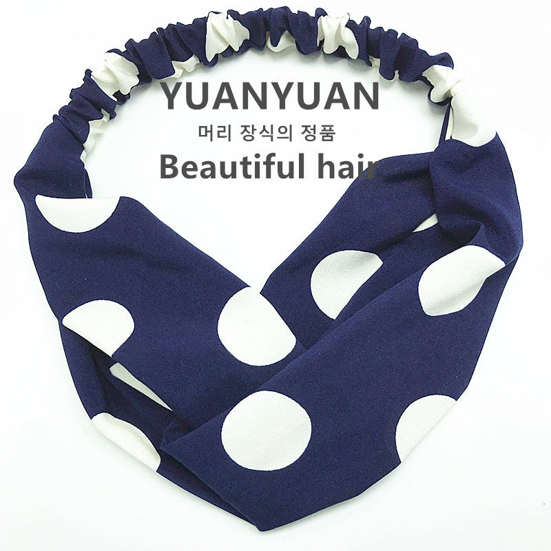 Korean Hot Sale Dotted Hairband-Blue & White Dotted