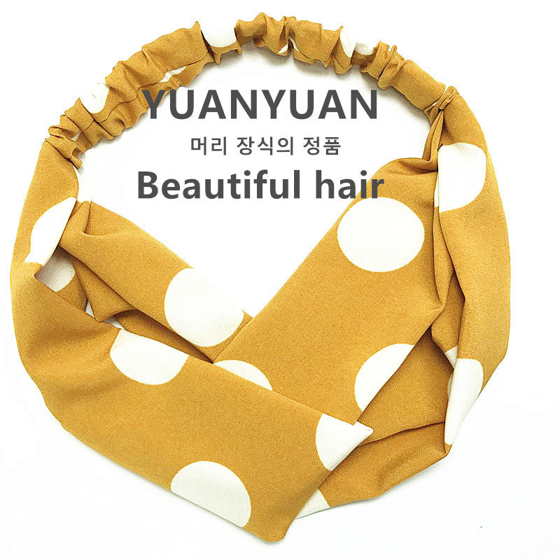 Korean Hot Sale Dotted Hairband-Yellow & White Dotted