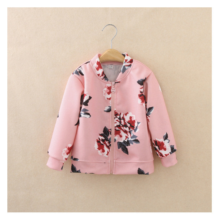 Children's floral coat-pink (100CM)