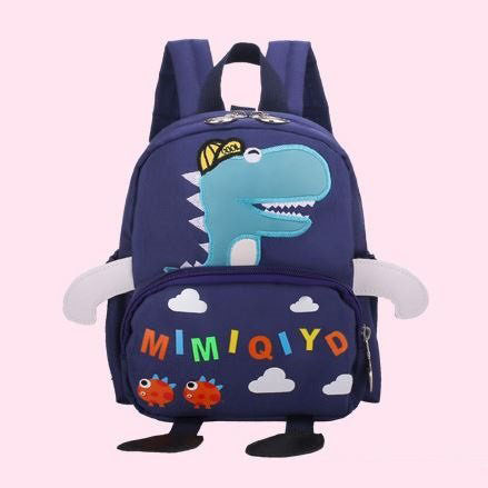 Dinosaur Style Children's Anti-lost Backpack Waterproof School Bag (Dark Blue)