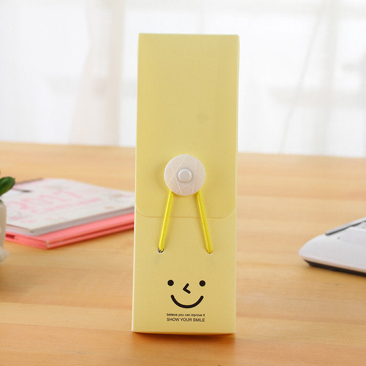 Japan and South Korea Stationery-Smiley Candy Color Stationery Pencil Case-Yellow