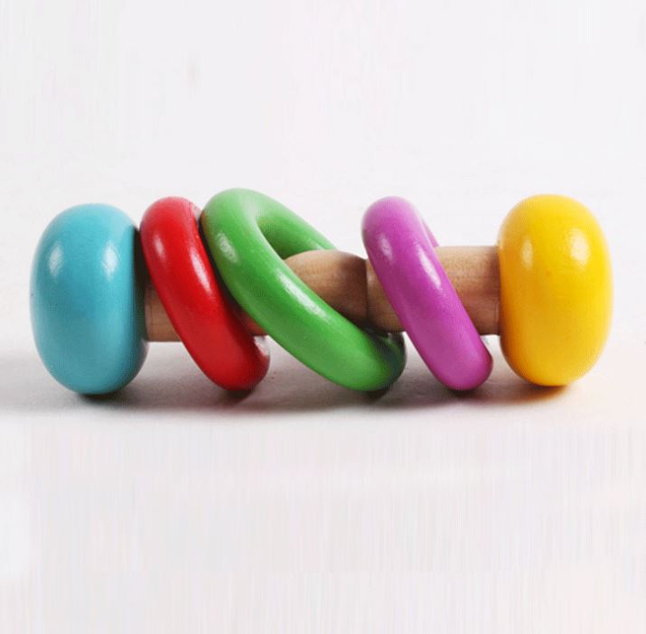 Children's educational toysWooden rattle three rings