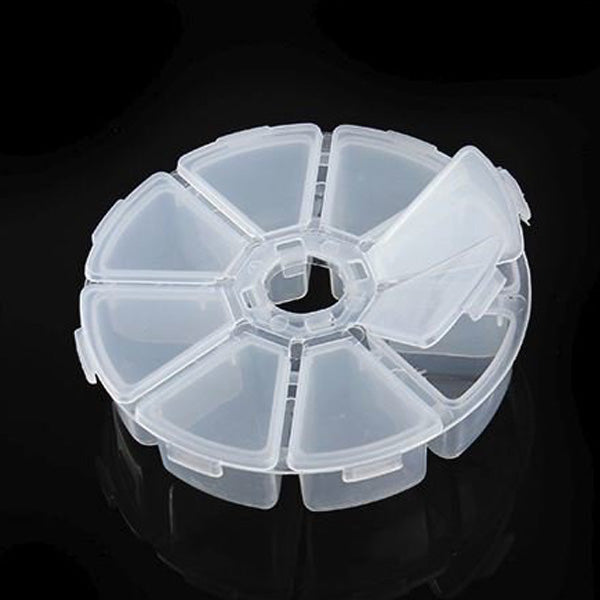 Round 8 compartments transparent storage box with lid