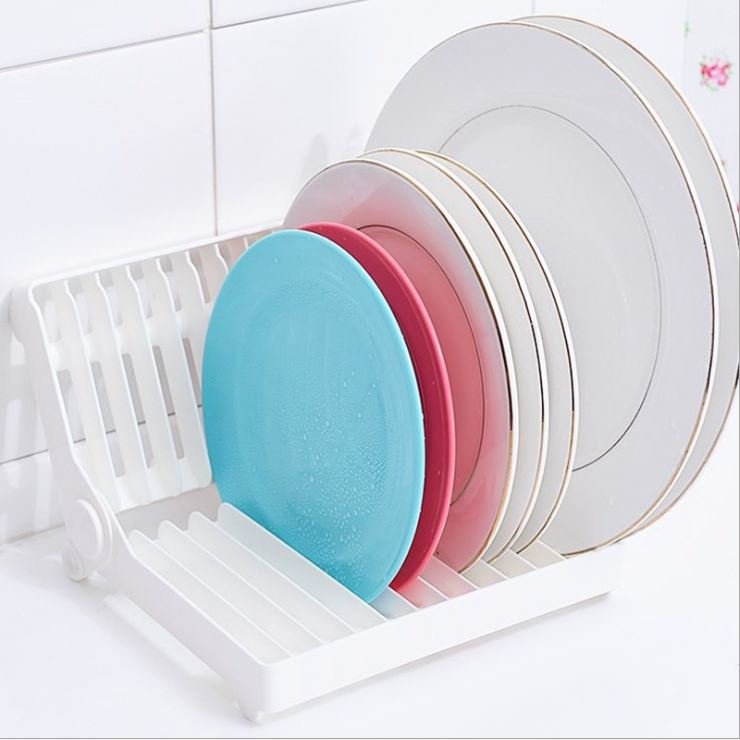 Multifunctional foldable dish drain storage rack