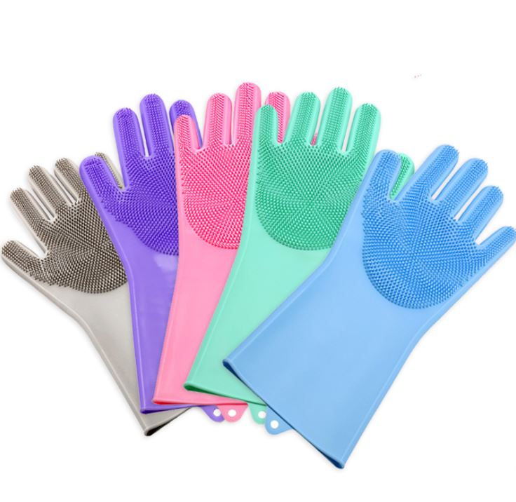 (Dishwashing artifact) Kitchen cleaning silicone gloves - Gray