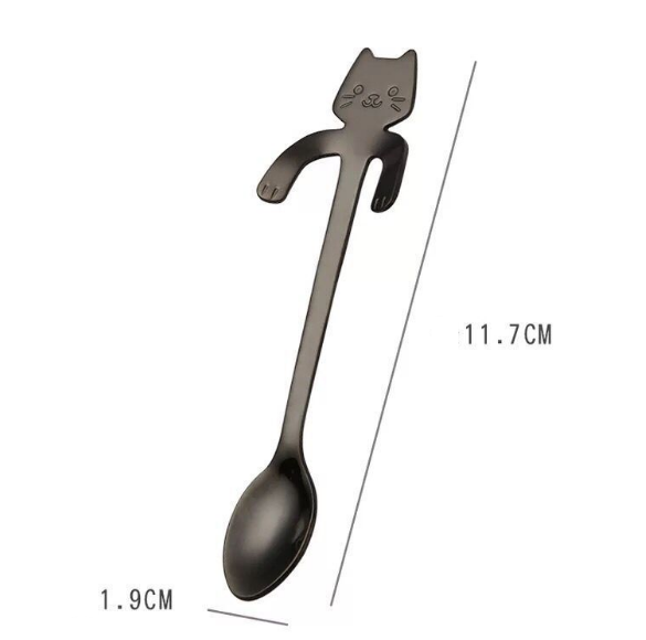 Stainless Steel Cat Mixing Spoon - Black