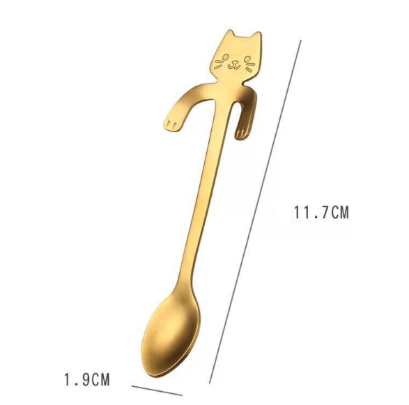 Stainless Steel Cat Mixing Spoon - Gold