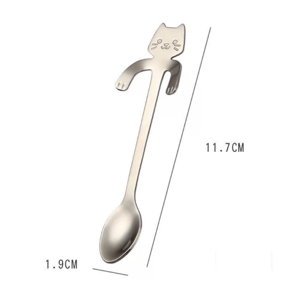 Stainless Steel Cat Mixing Spoon - Silver