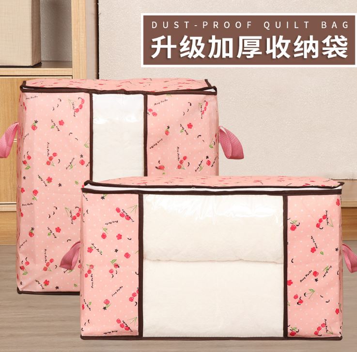 Large pink clothing quilt dustproof storage bag-A horizontal
