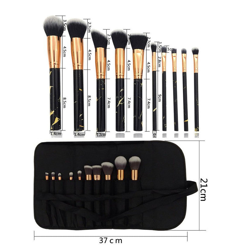 Marble Pattern Makeup Brush Set: BU10 (Black)