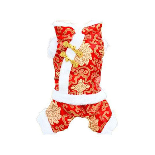 Dogs Celebrate the New Year Dogs-New Year Chinese Costume-Red Medium