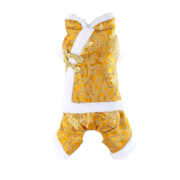 Dogs Celebrate the New Year Dogs-New Year Tang Costume-Yellow Plus Size
