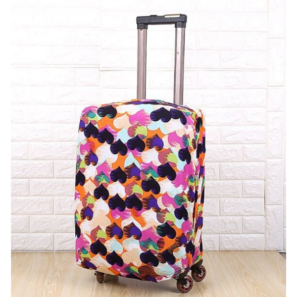 Thickened bubble elastic dustproof suitcase protective cover-love color