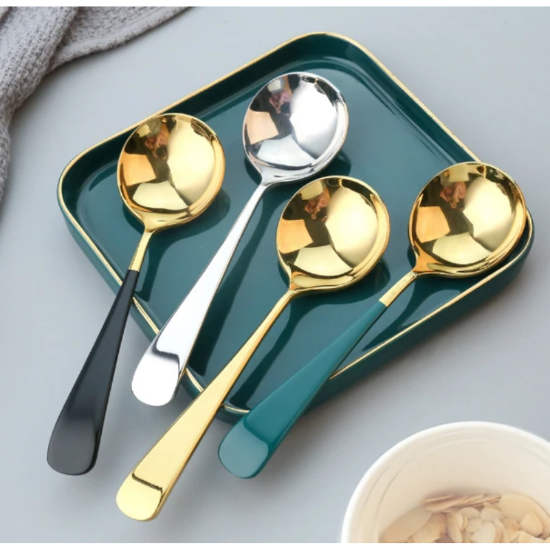 Stainless Steel Cutlery Thickened Deep Spoon-Gift Box (Green)